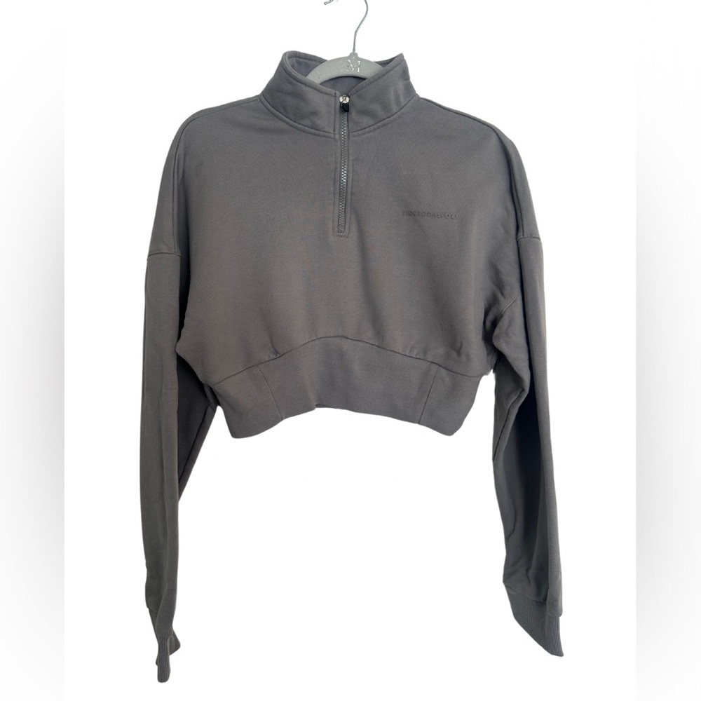 Pink‎ Soda Sport Grey Cropped 1/4 Zip Sweater Size M EUC
